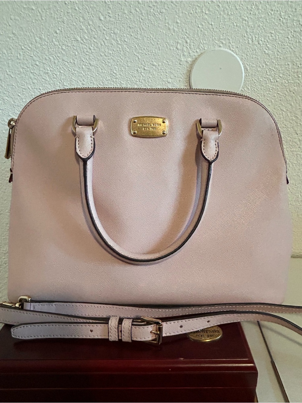Michael Kors Blush Dome Satchel with Gold Plaque